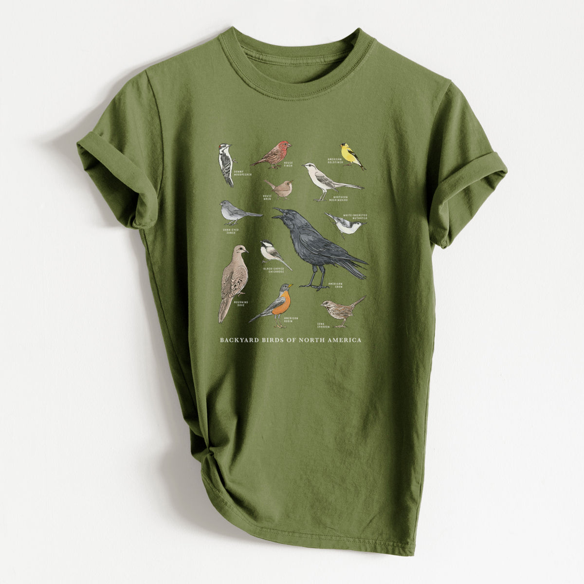 Common Backyard Birds of North America - Heavyweight Men&#39;s 100% Organic Cotton Tee