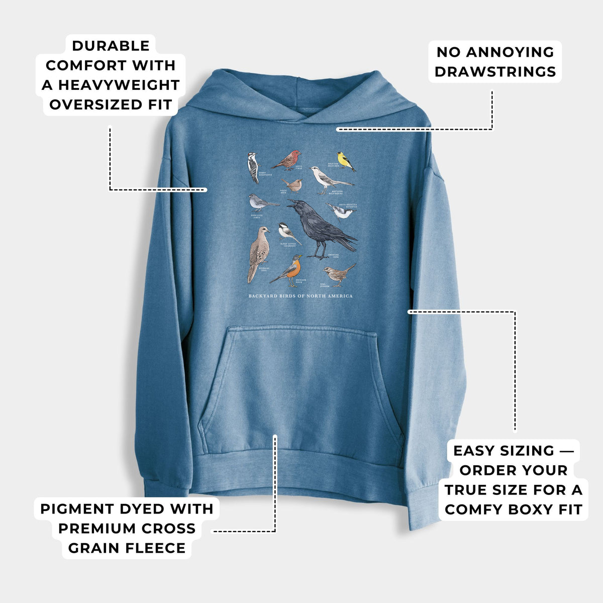 Common Backyard Birds of North America  - Urban Heavyweight Hoodie