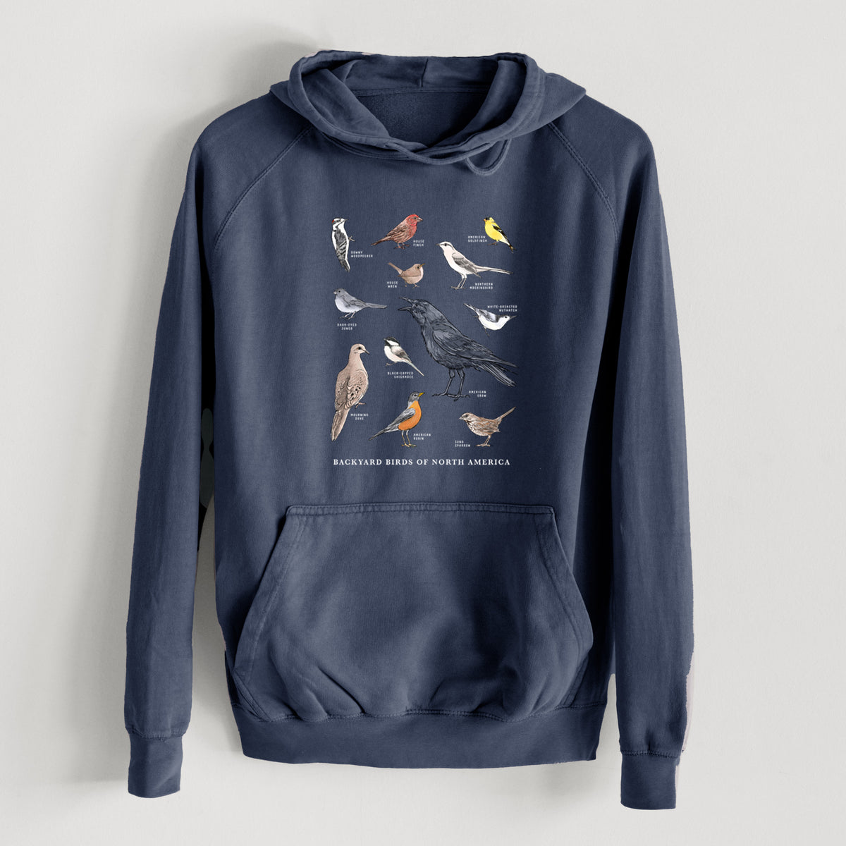 Common Backyard Birds of North America  - Mid-Weight Unisex Vintage 100% Cotton Hoodie