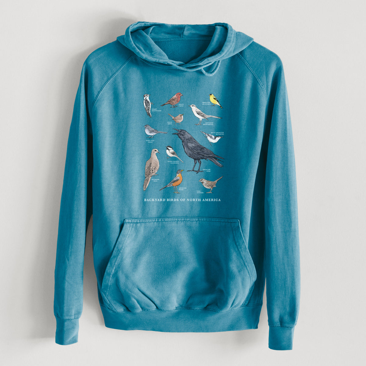 Common Backyard Birds of North America  - Mid-Weight Unisex Vintage 100% Cotton Hoodie