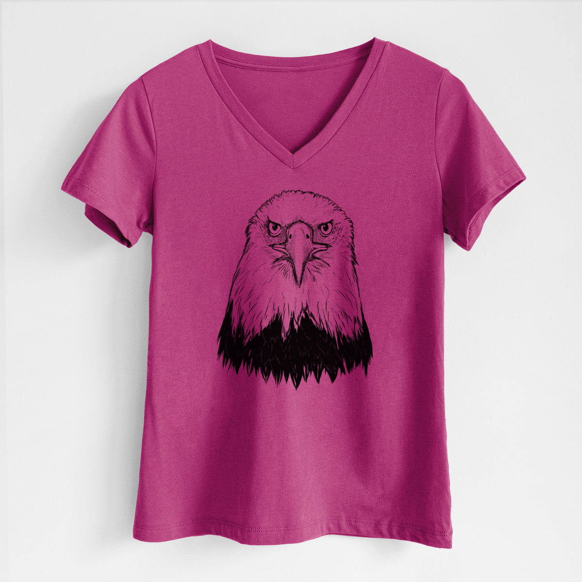 Haliaeetus Leucocephalus - American Bald Eagle - Women&#39;s Lightweight Relaxed Fit 100% Cotton V-neck
