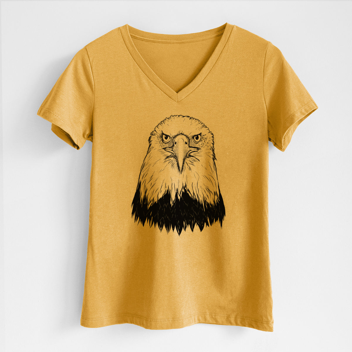Haliaeetus Leucocephalus - American Bald Eagle - Women&#39;s Lightweight Relaxed Fit 100% Cotton V-neck