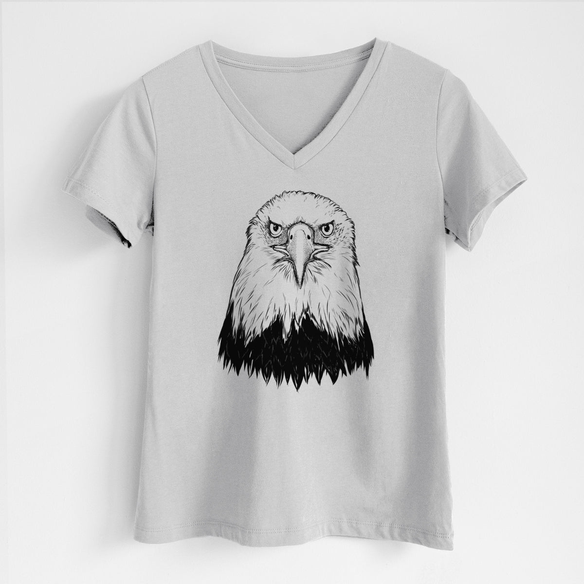 Haliaeetus Leucocephalus - American Bald Eagle - Women&#39;s Lightweight Relaxed Fit 100% Cotton V-neck