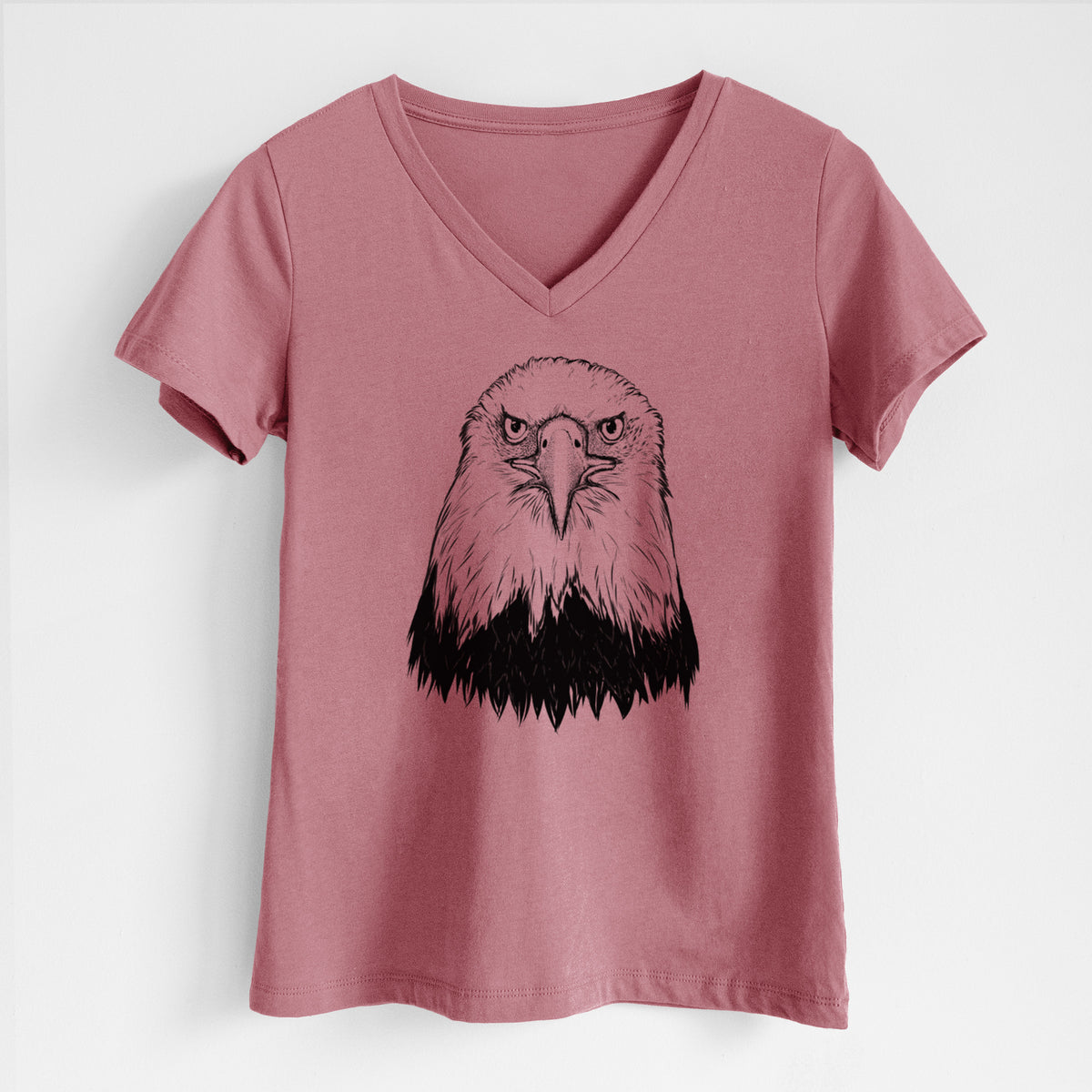 Haliaeetus Leucocephalus - American Bald Eagle - Women&#39;s Lightweight Relaxed Fit 100% Cotton V-neck
