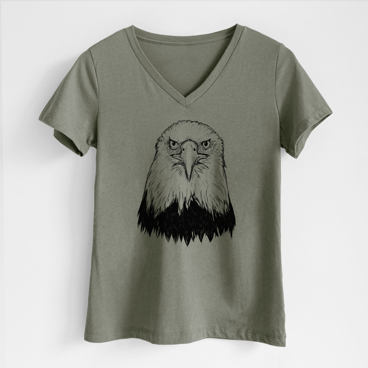 Haliaeetus Leucocephalus - American Bald Eagle - Women&#39;s Lightweight Relaxed Fit 100% Cotton V-neck