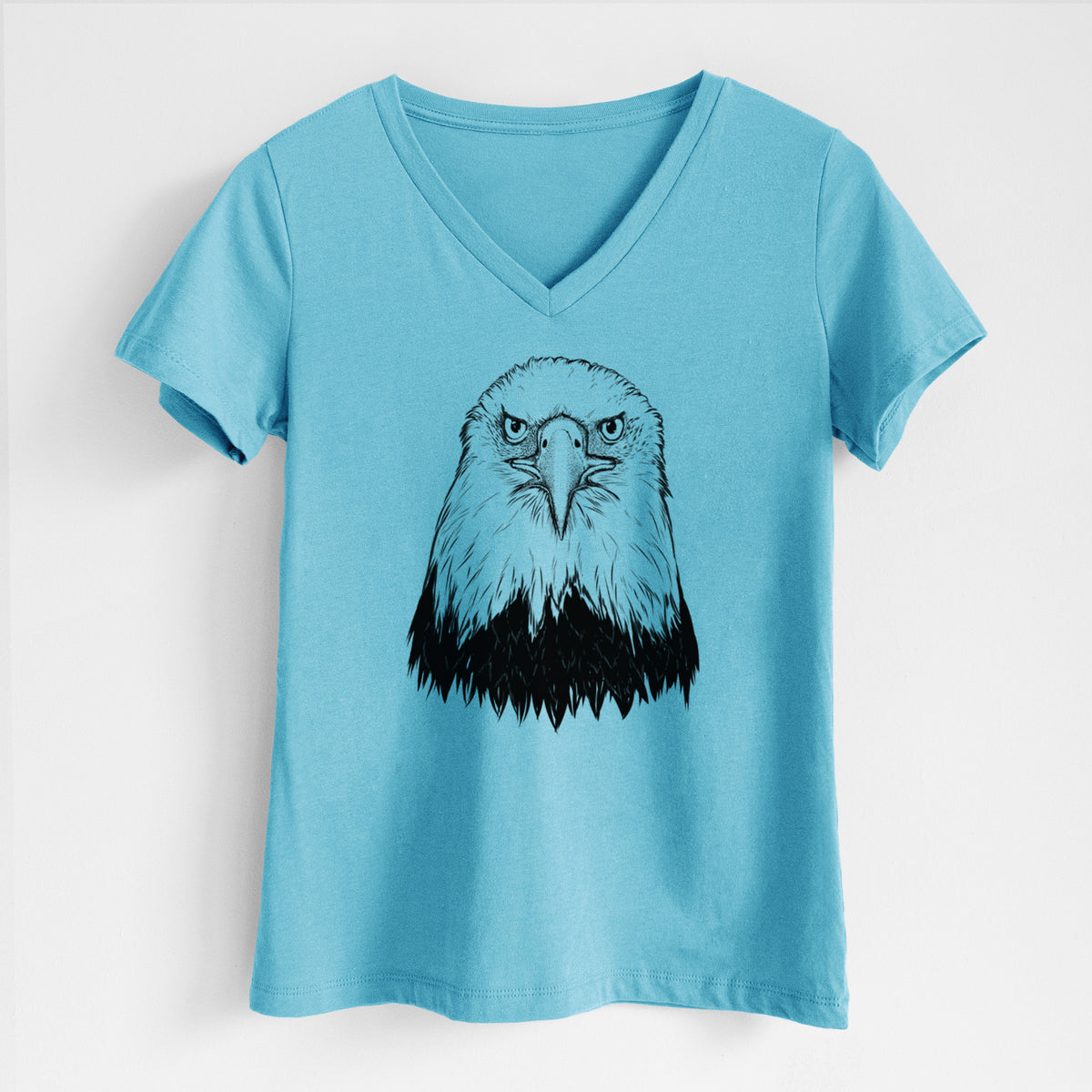 Haliaeetus Leucocephalus - American Bald Eagle - Women&#39;s Lightweight Relaxed Fit 100% Cotton V-neck