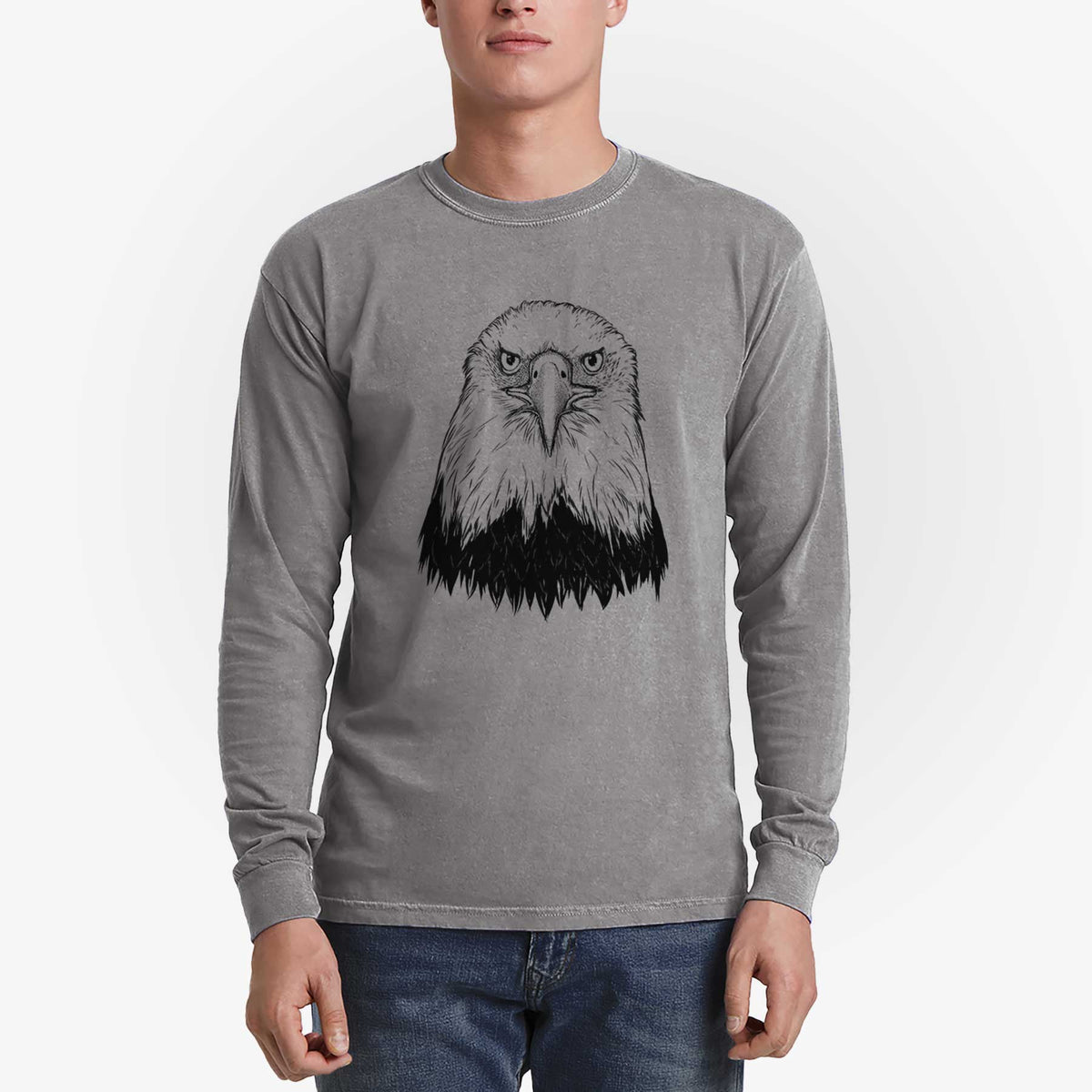 Haliaeetus Leucocephalus - American Bald Eagle - Men&#39;s Heavyweight 100% Cotton Long Sleeve