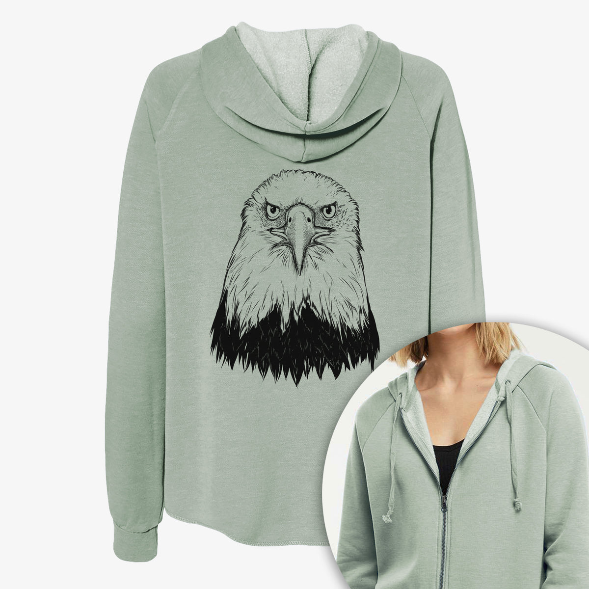 Haliaeetus Leucocephalus - American Bald Eagle - Women's Cali Wave Zip-Up Sweatshirt