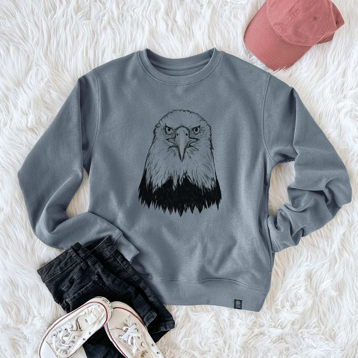 Haliaeetus Leucocephalus - American Bald Eagle  - Unisex Reclaimed Crewneck Sweatshirt