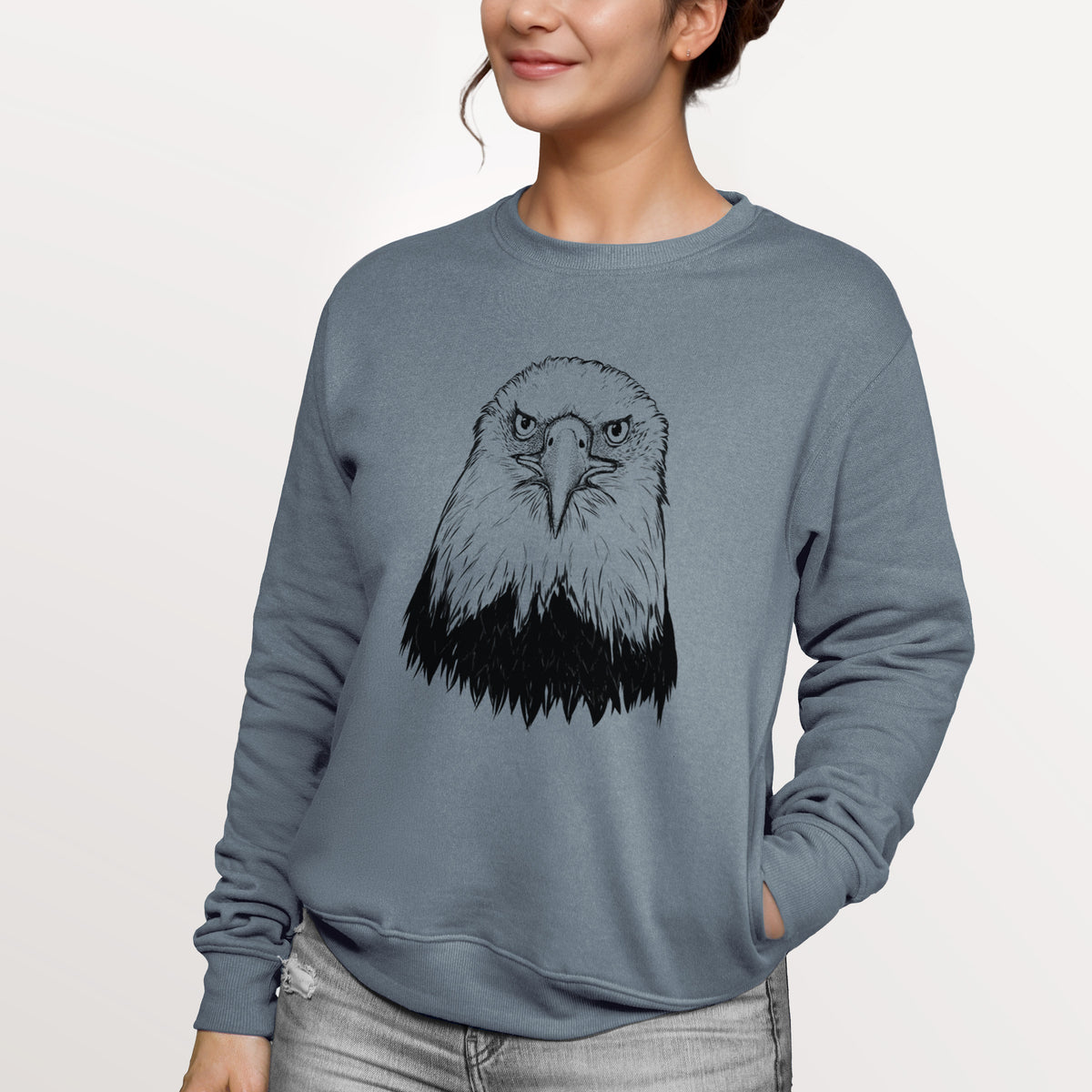 Haliaeetus Leucocephalus - American Bald Eagle  - Unisex Reclaimed Crewneck Sweatshirt