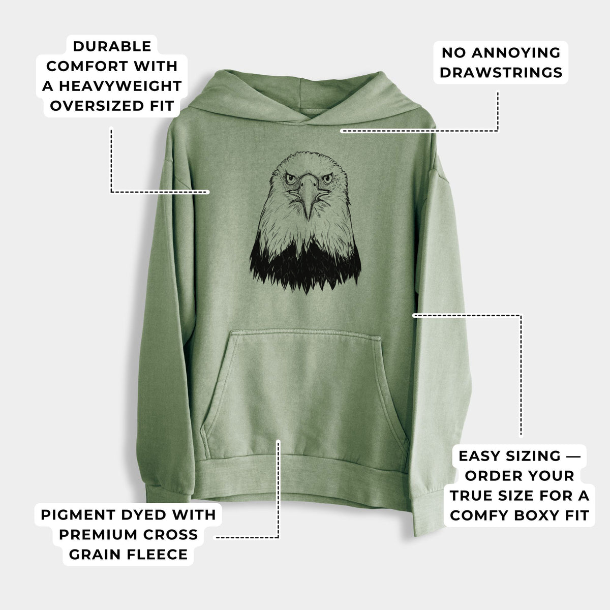 Haliaeetus Leucocephalus - American Bald Eagle  - Urban Heavyweight Hoodie