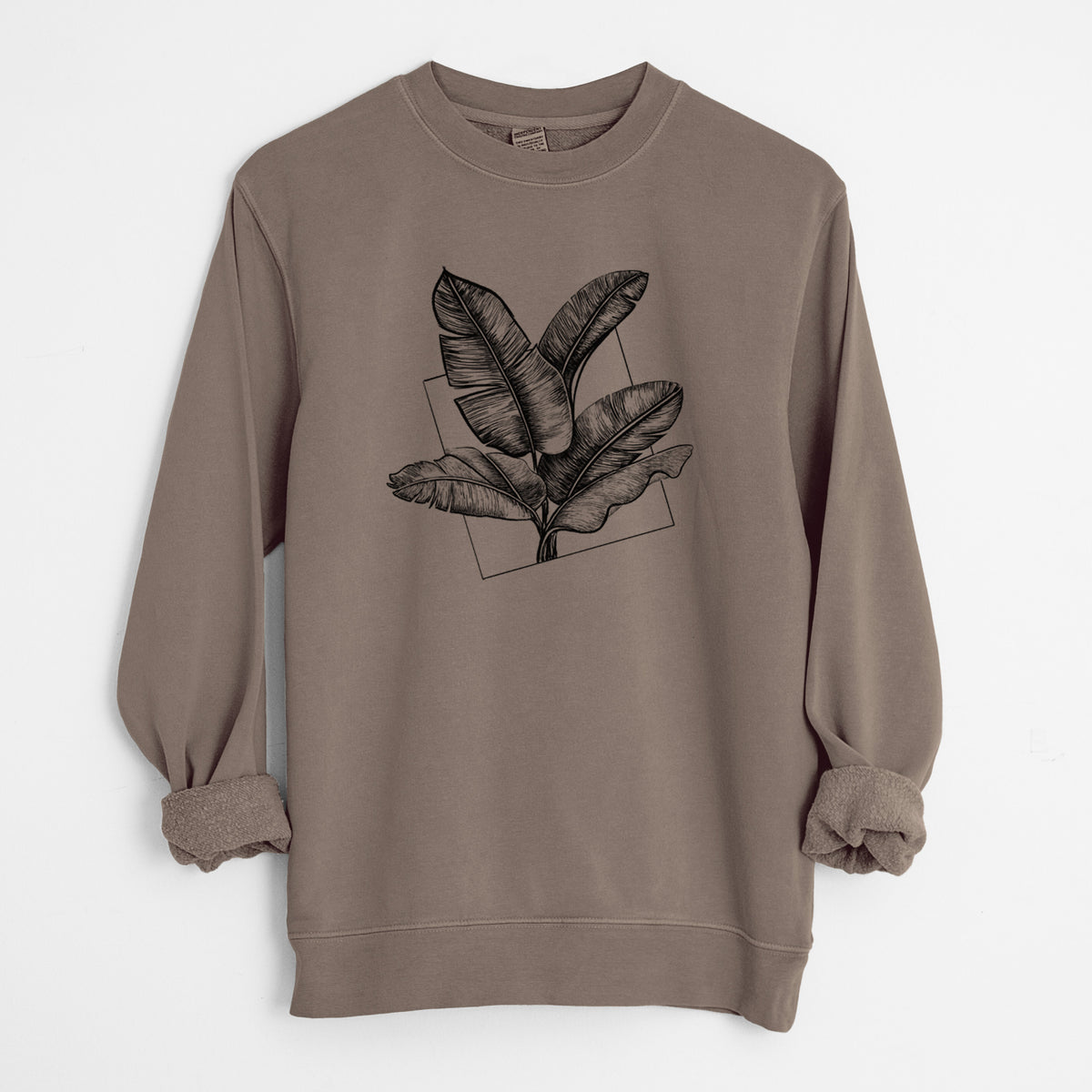 Banana Plant Leaves - Unisex Pigment Dyed Crew Sweatshirt in Espresso Brown Color