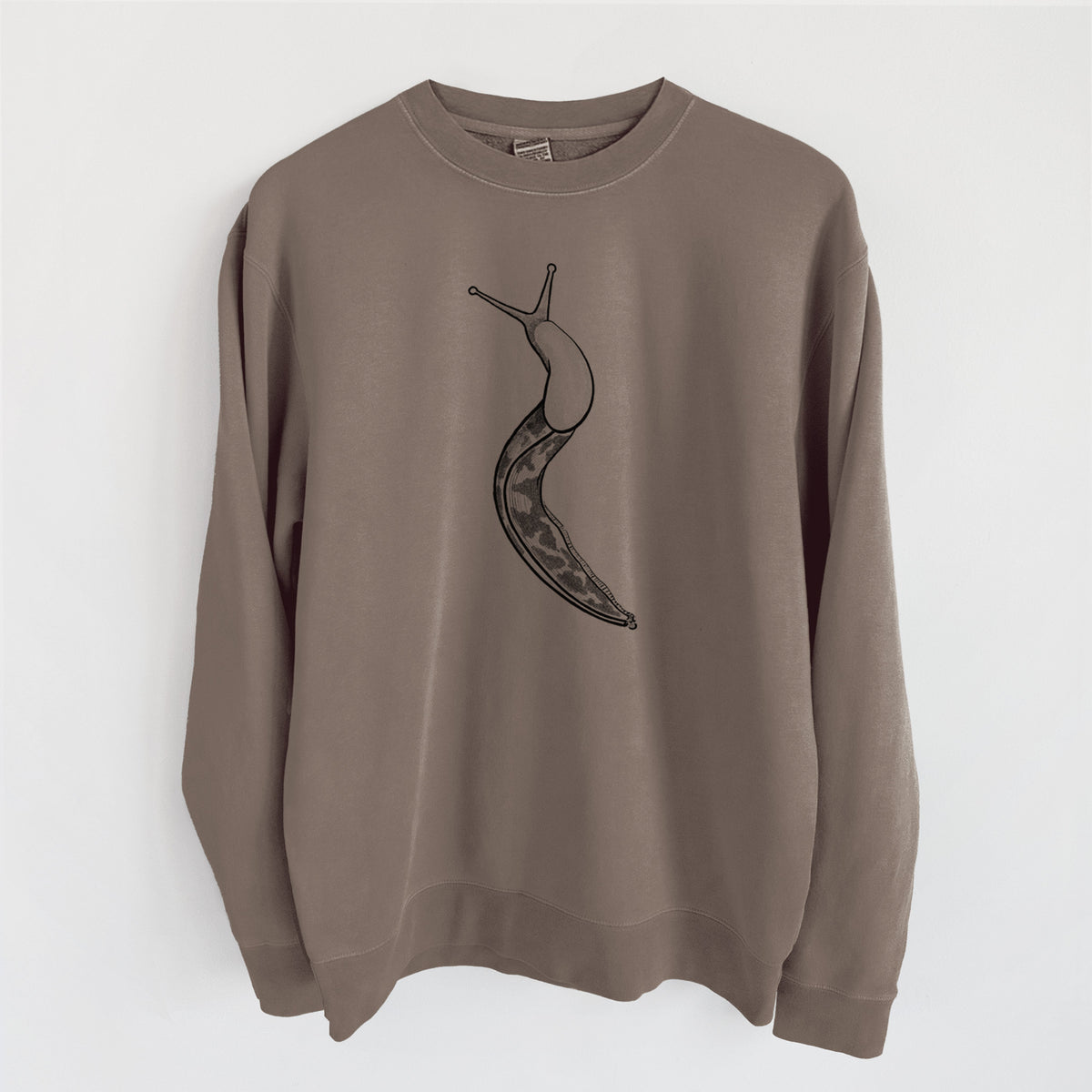 Pacific Banana Slug - Ariolimax columbianus - Unisex Pigment Dyed Crew Sweatshirt in Espresso Brown Color