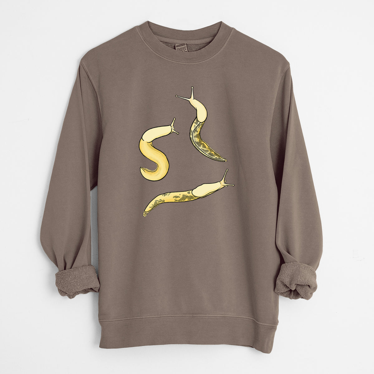 Banana Slug Squad - Ariolimax columbianus - Unisex Pigment Dyed Crew Sweatshirt in Espresso