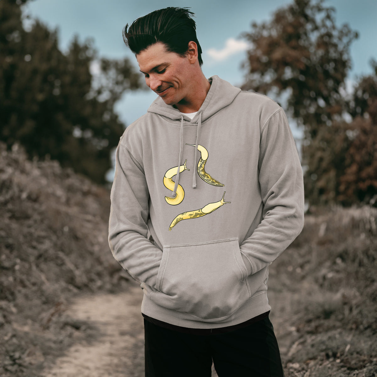 Banana Slug Squad - Ariolimax columbianus - Unisex Pigment Dyed Hoodie
