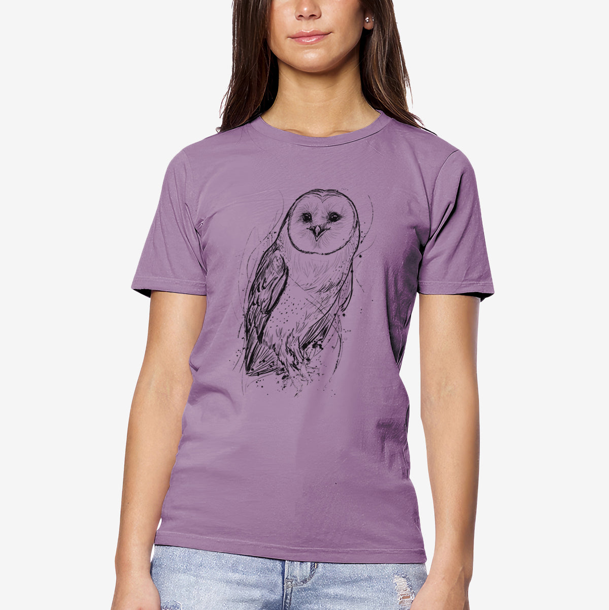 CLOSEOUT - Barn Owl - Tyto alba - Unisex Crewneck - Made in USA - 100% Organic Cotton