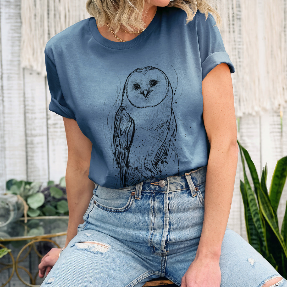 Barn Owl - Tyto alba - Lightweight 100% Cotton Unisex Crewneck