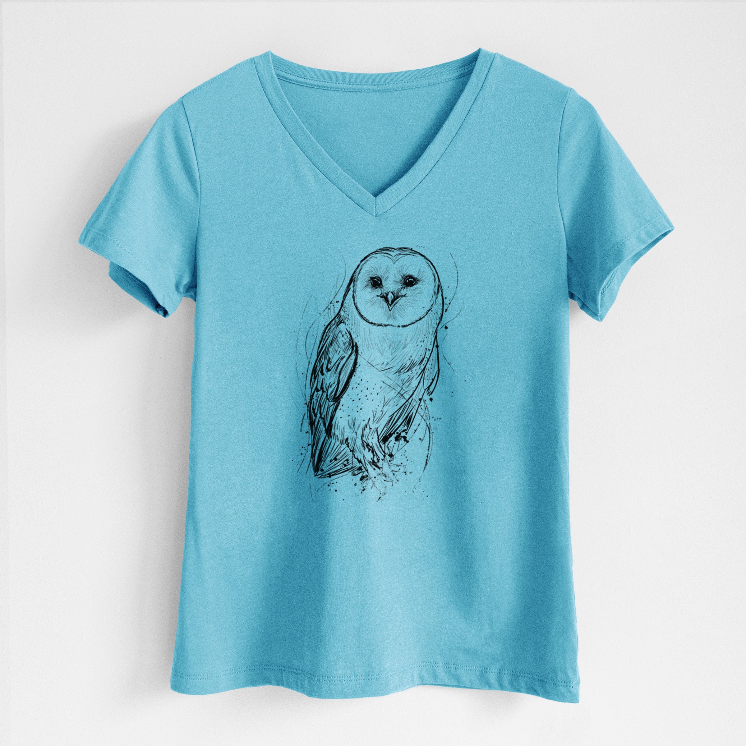 Barn Owl - Tyto alba - Women's Lightweight Relaxed Fit 100% Cotton V-neck