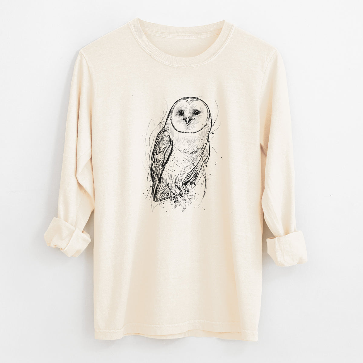 Barn Owl - Tyto alba - Unisex Comfort Colors 100% Cotton Long Sleeve
