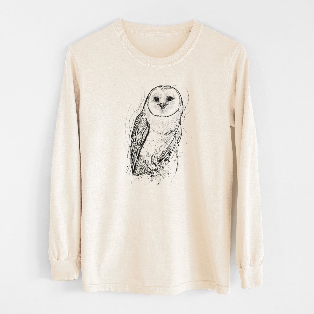Barn Owl - Tyto alba - Unisex Comfort Colors 100% Cotton Long Sleeve