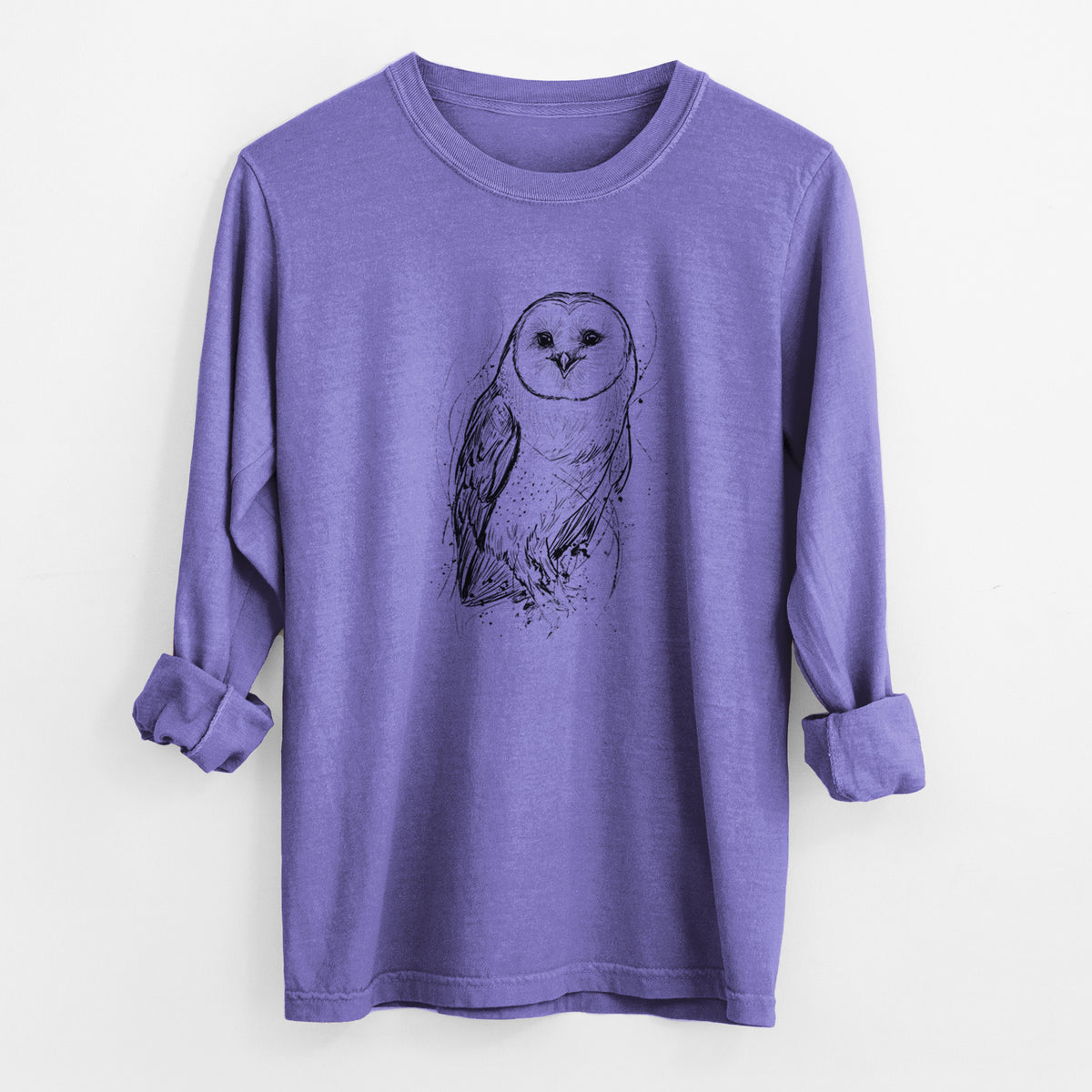 Barn Owl - Tyto alba - Unisex Comfort Colors 100% Cotton Long Sleeve