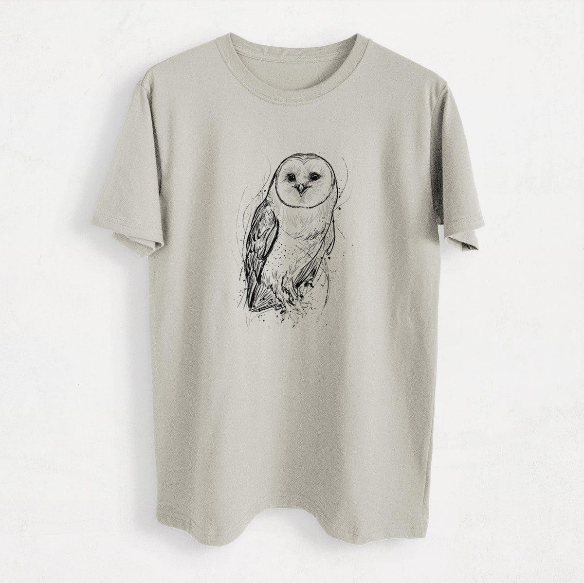 Barn Owl - Tyto alba - Heavyweight Men&#39;s 100% Organic Cotton Tee