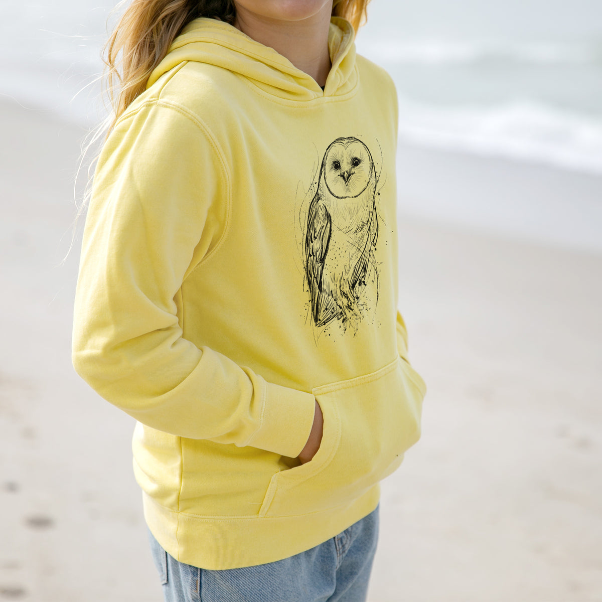 Barn Owl - Tyto alba - Youth Pigment Dyed Hoodie