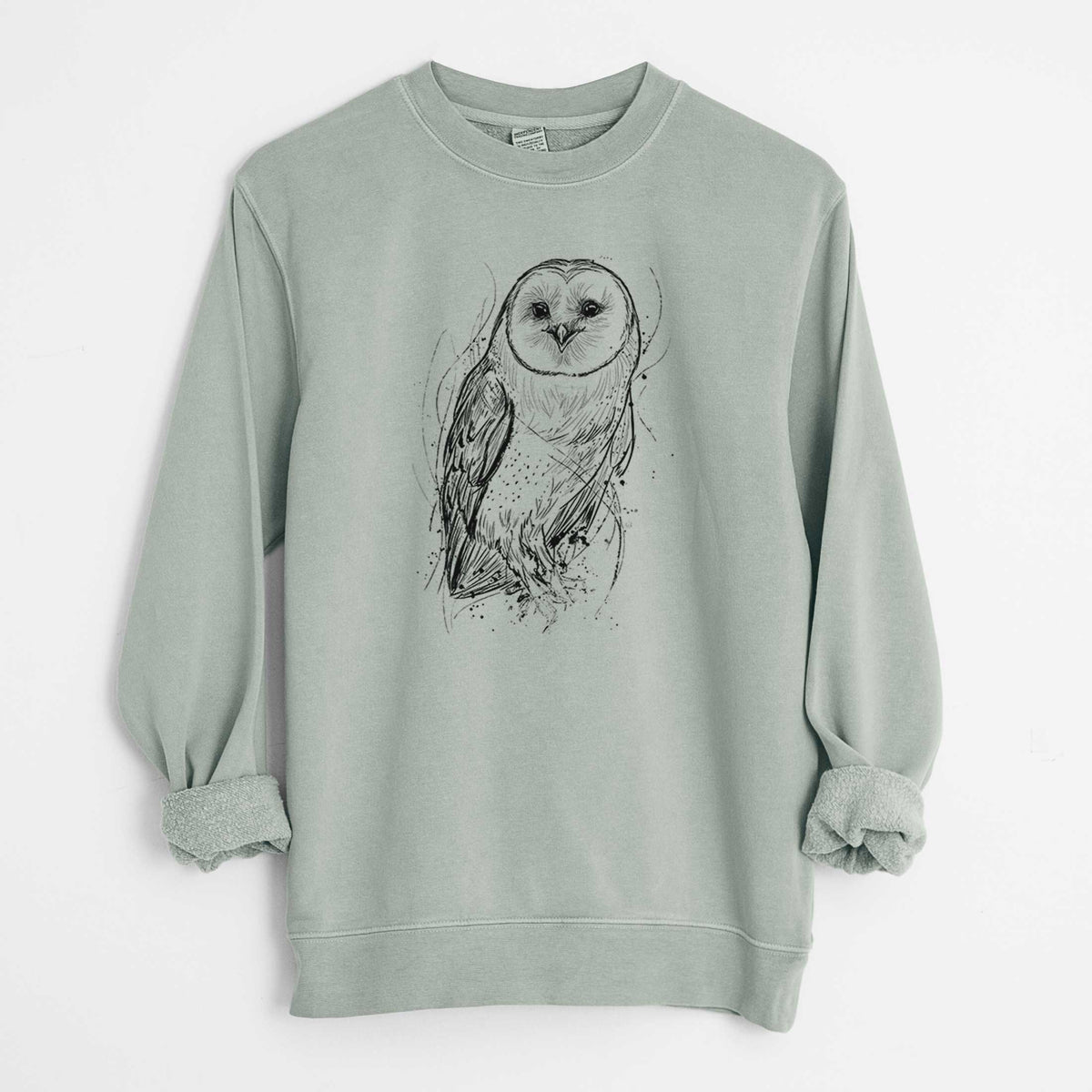 Barn Owl - Tyto alba - Unisex Pigment Dyed Crew Sweatshirt