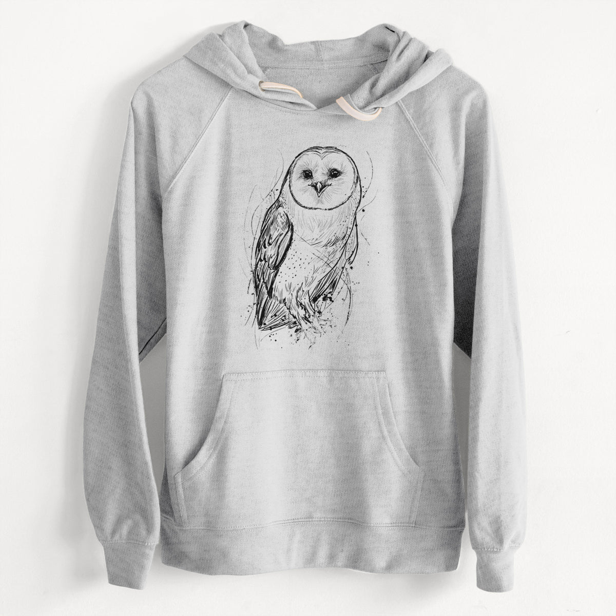 CLEARANCE - Barn Owl - Tyto alba  - Unisex Slim Fit Loopback Terry Hoodie