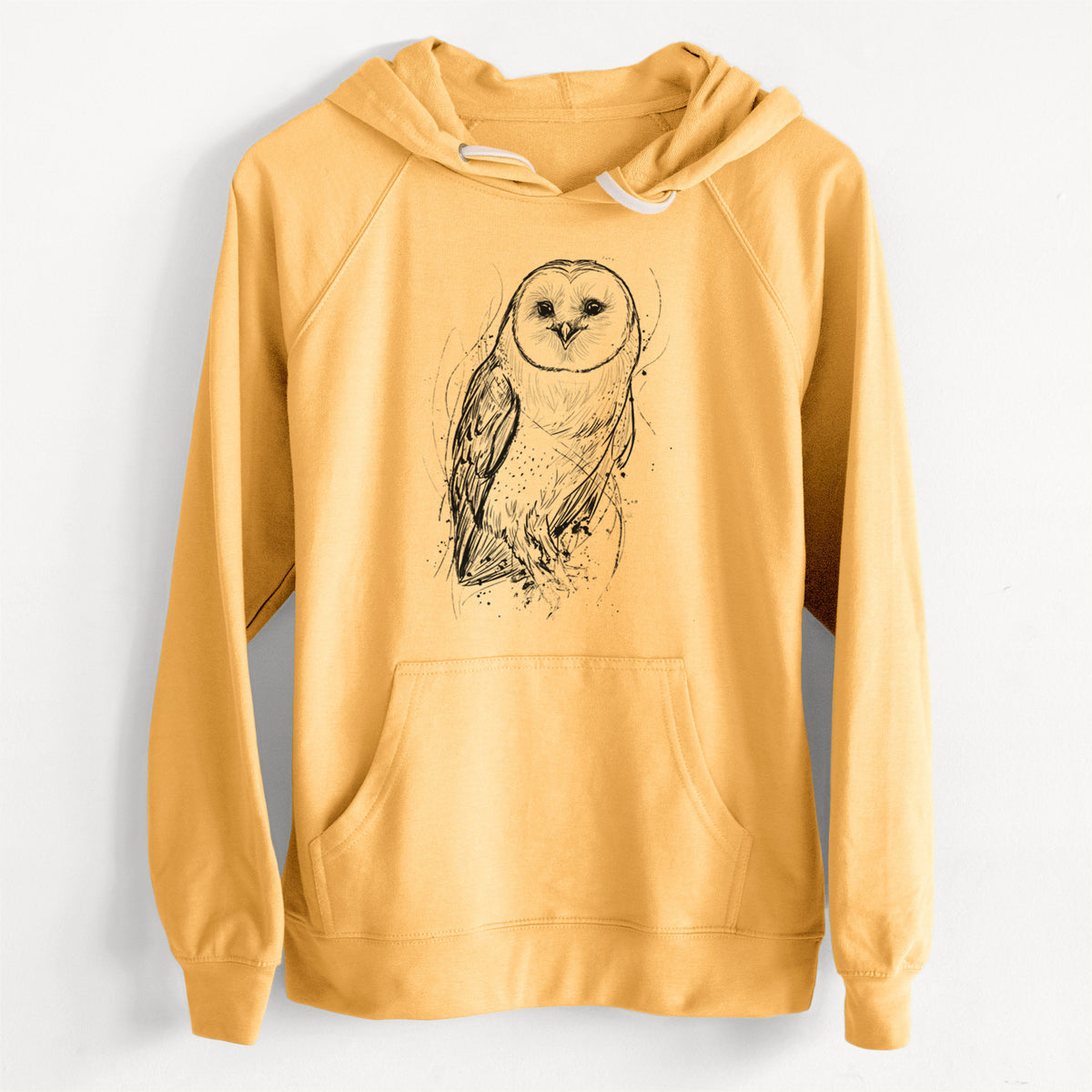 CLEARANCE - Barn Owl - Tyto alba  - Unisex Slim Fit Loopback Terry Hoodie