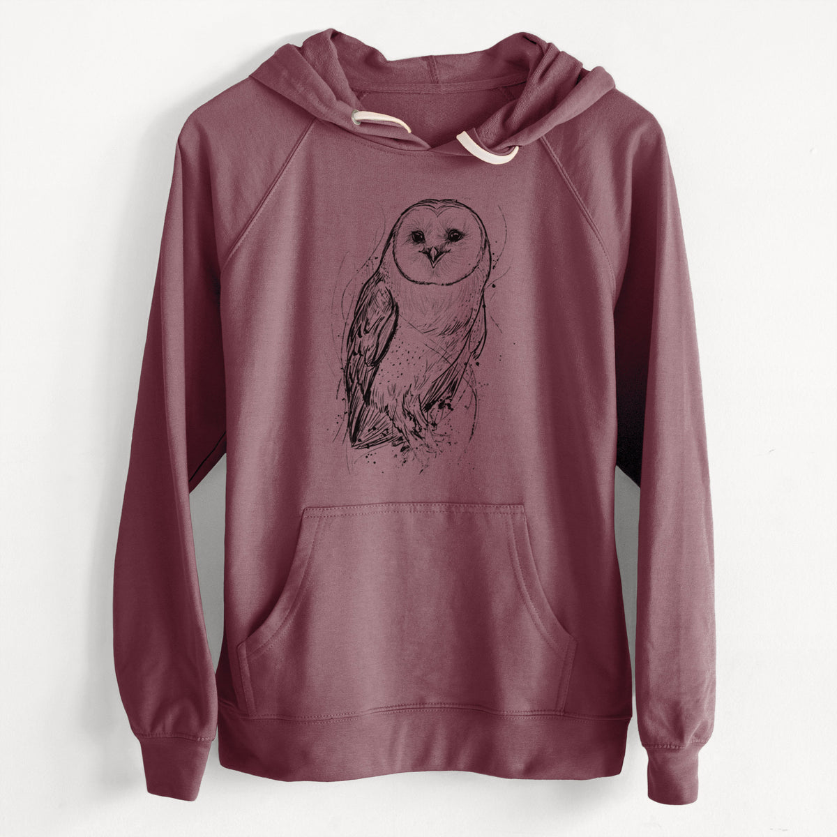 CLEARANCE - Barn Owl - Tyto alba  - Unisex Slim Fit Loopback Terry Hoodie