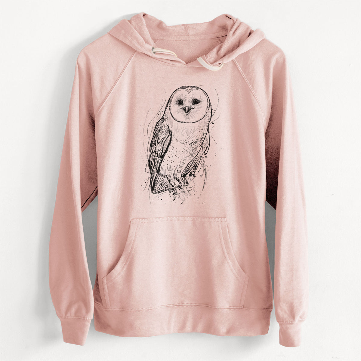 CLEARANCE - Barn Owl - Tyto alba  - Unisex Slim Fit Loopback Terry Hoodie