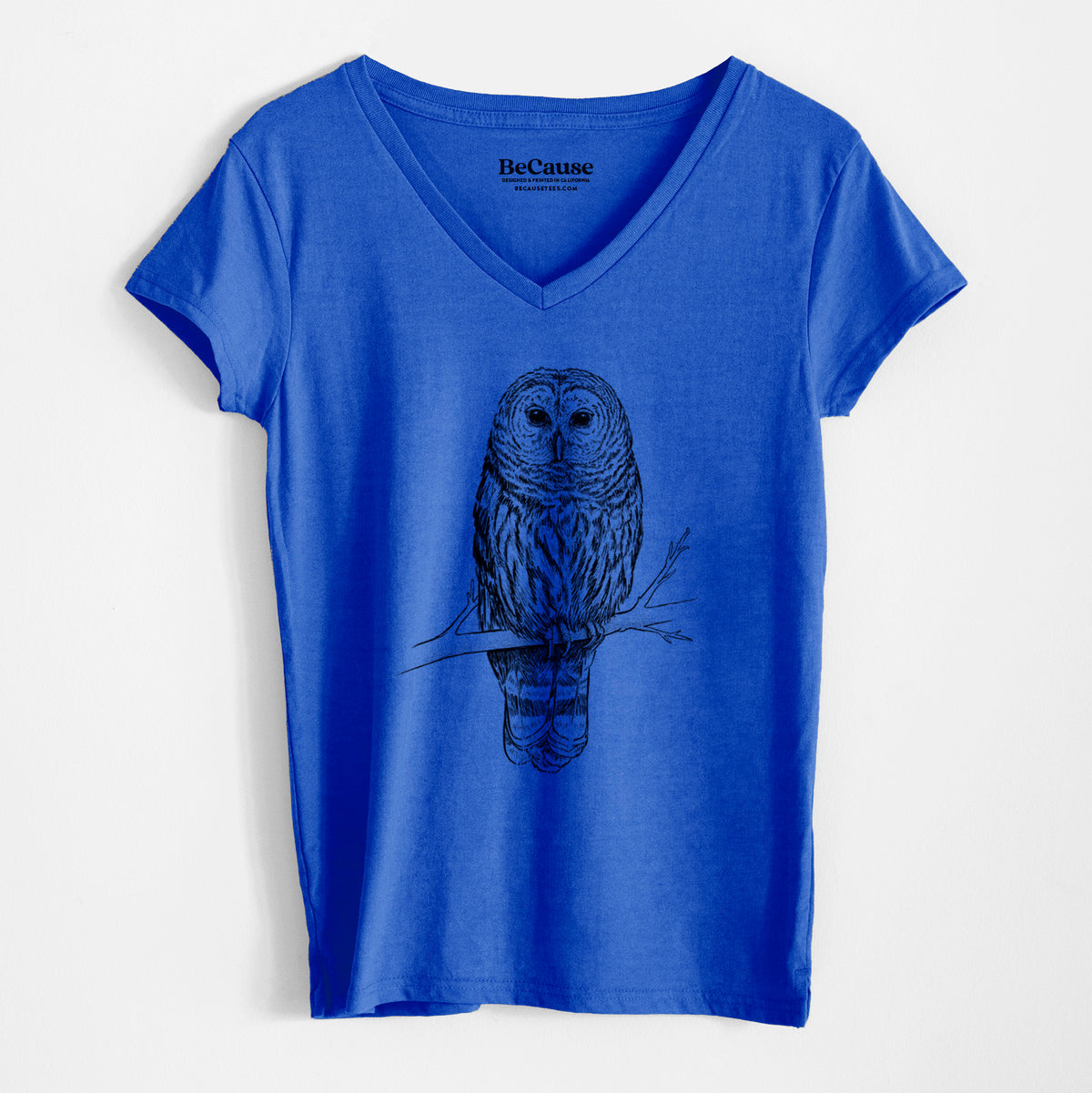 Barred Owl - Strix varia - Women&#39;s 100% Recycled V-neck