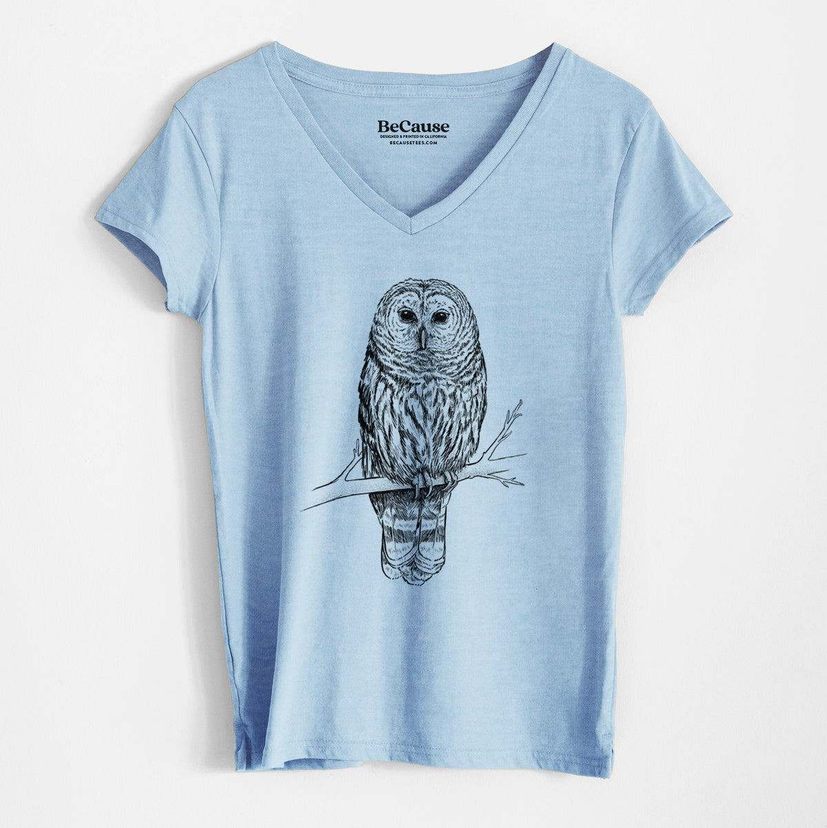 Barred Owl - Strix varia - Women&#39;s 100% Recycled V-neck