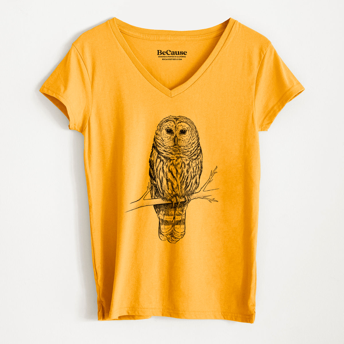 Barred Owl - Strix varia - Women&#39;s 100% Recycled V-neck