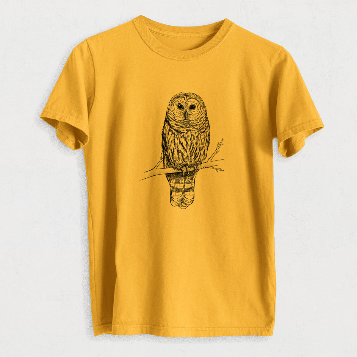 Barred Owl - Strix varia - Heavyweight Men&#39;s 100% Organic Cotton Tee