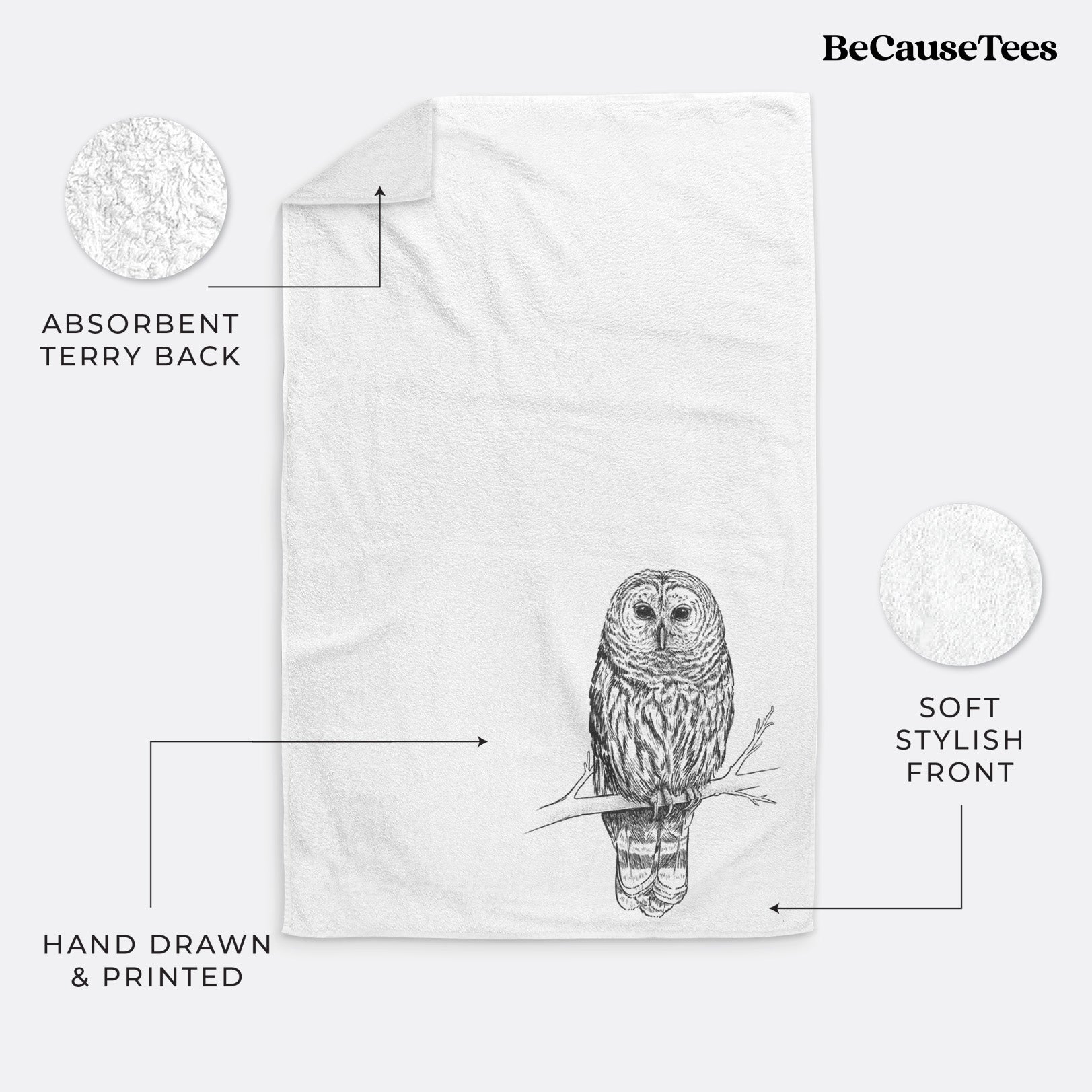 Barred Owl - Strix varia Premium Decorative Hand Towel