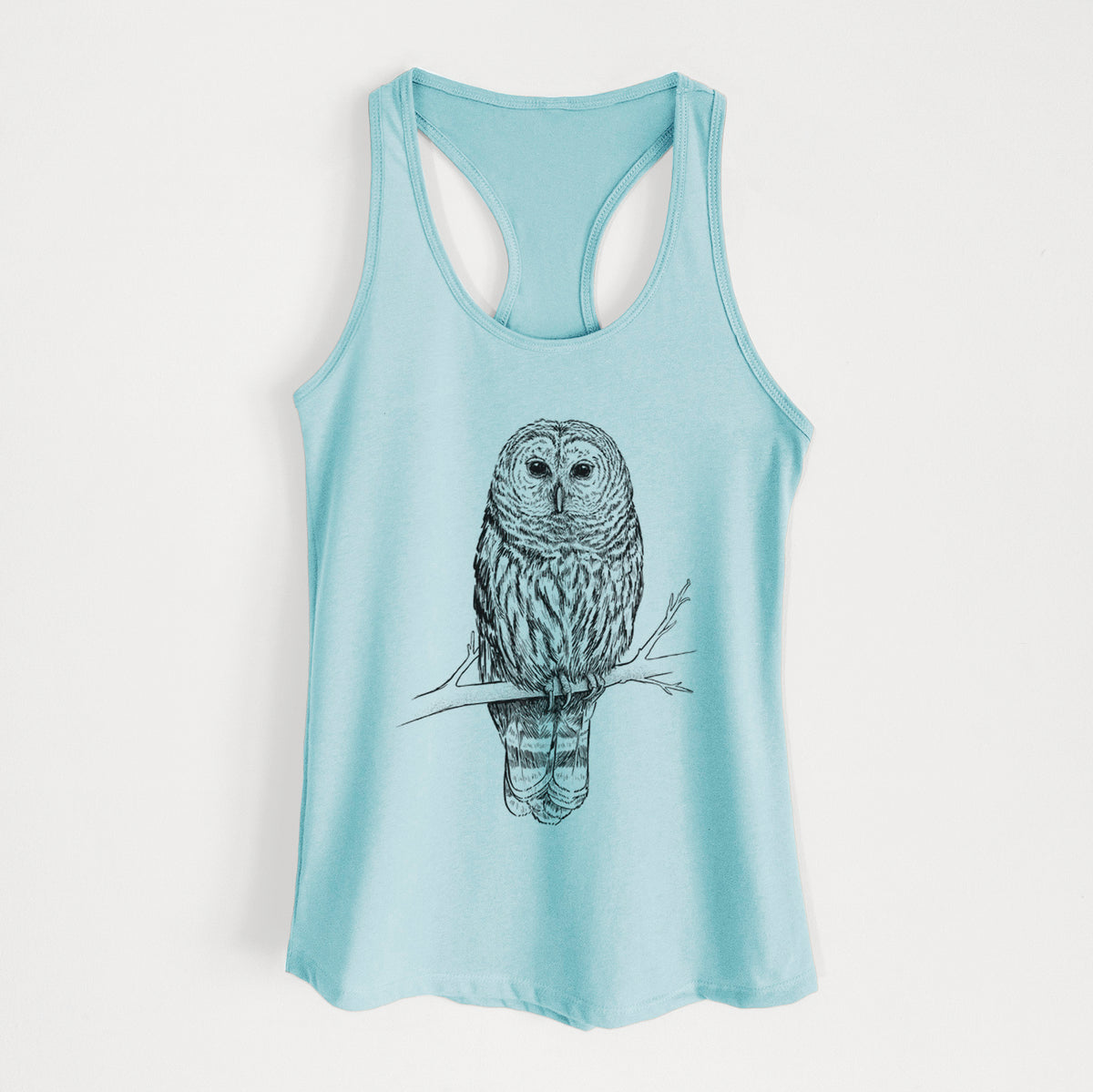 Barred Owl - Strix varia - Women&#39;s Racerback Tanktop