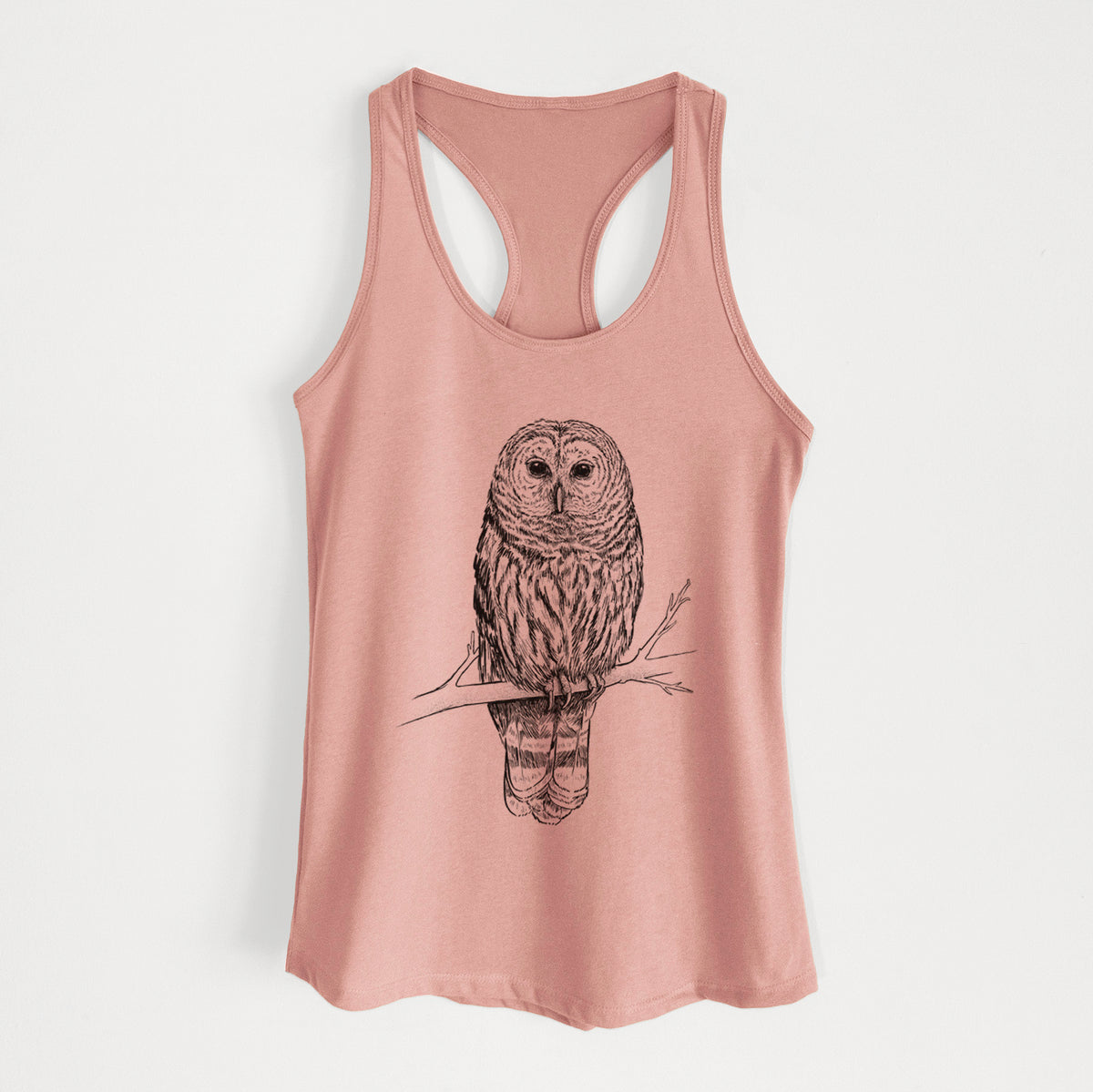 Barred Owl - Strix varia - Women&#39;s Racerback Tanktop