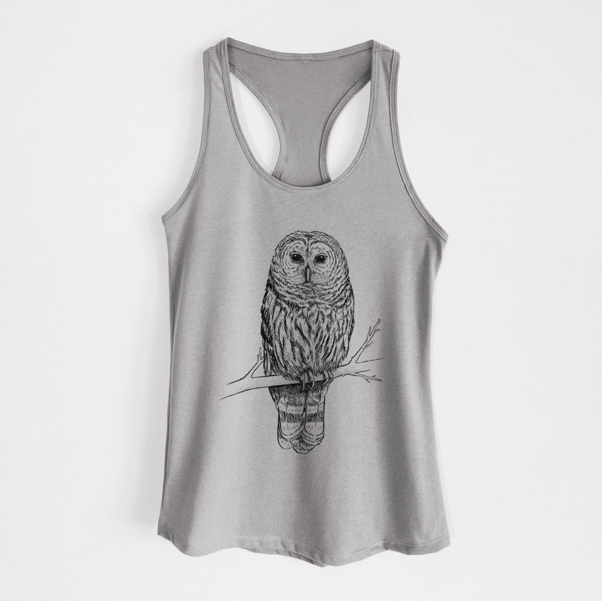 Barred Owl - Strix varia - Women&#39;s Racerback Tanktop