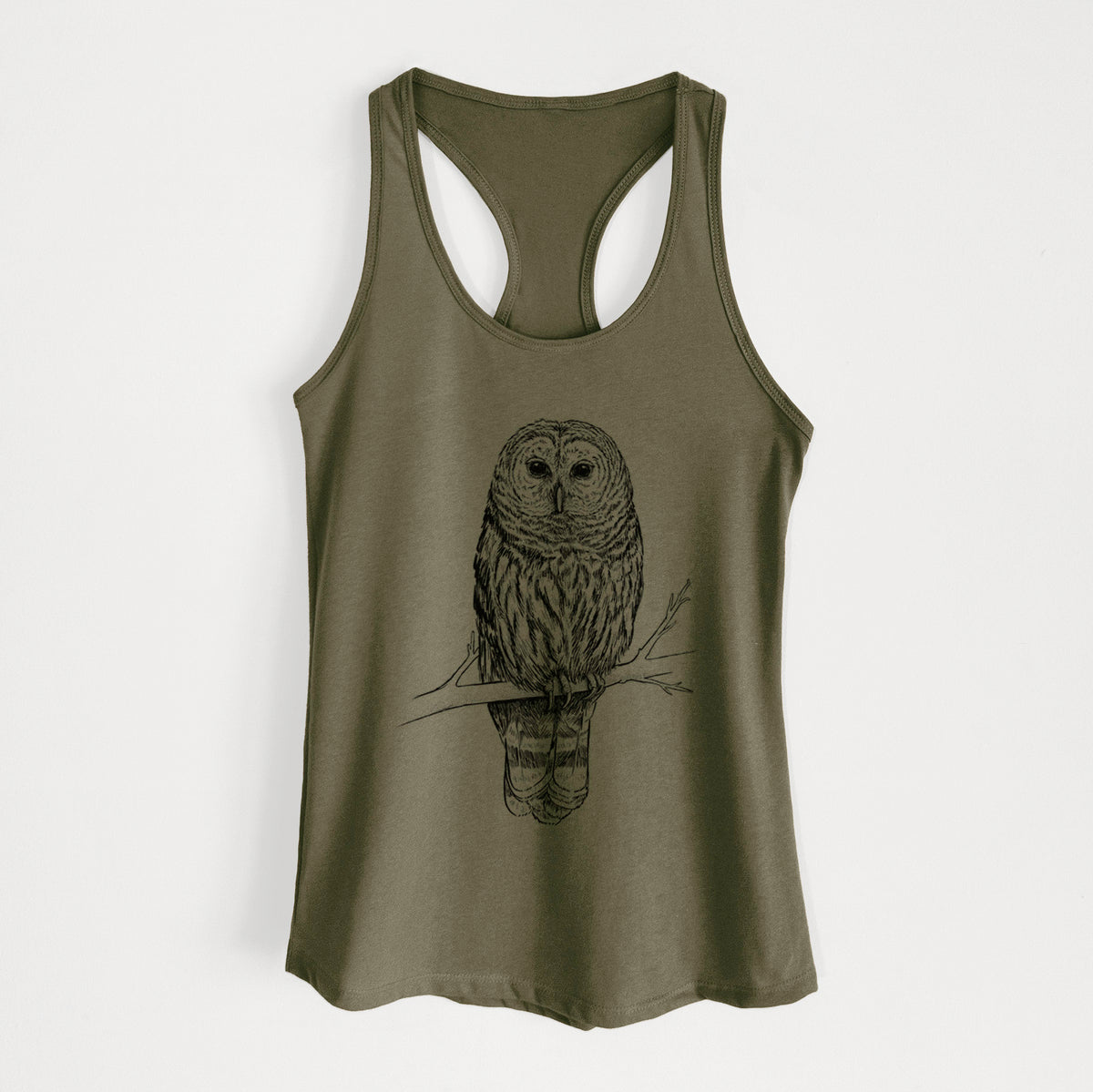 Barred Owl - Strix varia - Women&#39;s Racerback Tanktop