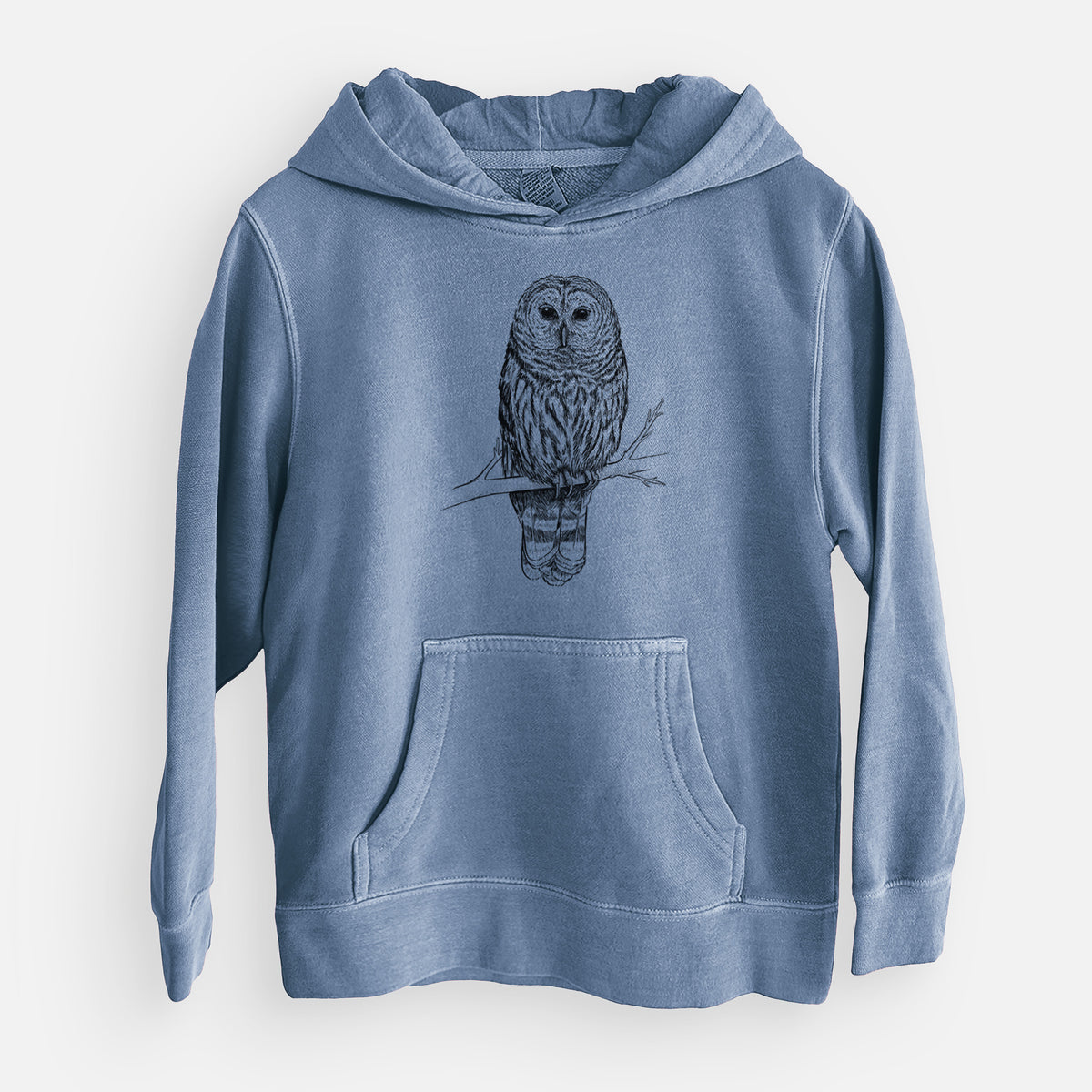 Barred Owl - Strix varia - Youth Pigment Dyed Hoodie