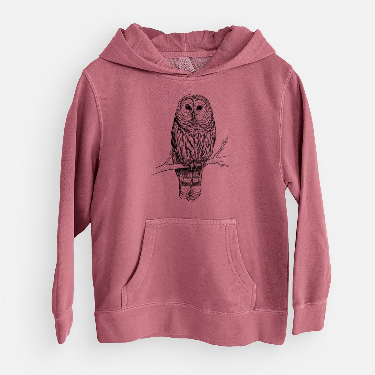 Barred Owl - Strix varia - Youth Pigment Dyed Hoodie