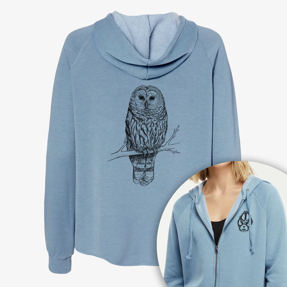Barred Owl - Strix varia - Women&#39;s Cali Wave Zip-Up Sweatshirt