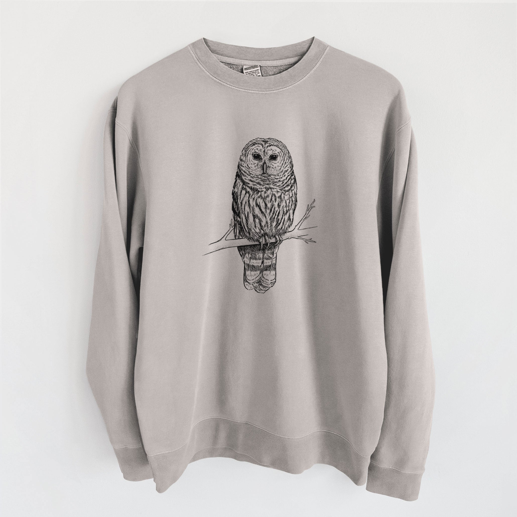 Barred Owl - Strix varia - Unisex Pigment Dyed Crew Sweatshirt