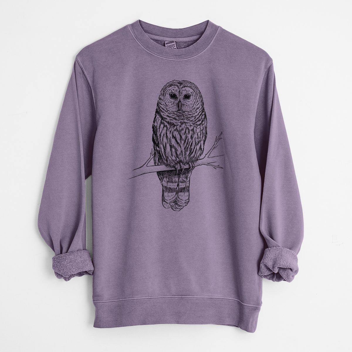 Barred Owl - Strix varia - Unisex Pigment Dyed Crew Sweatshirt