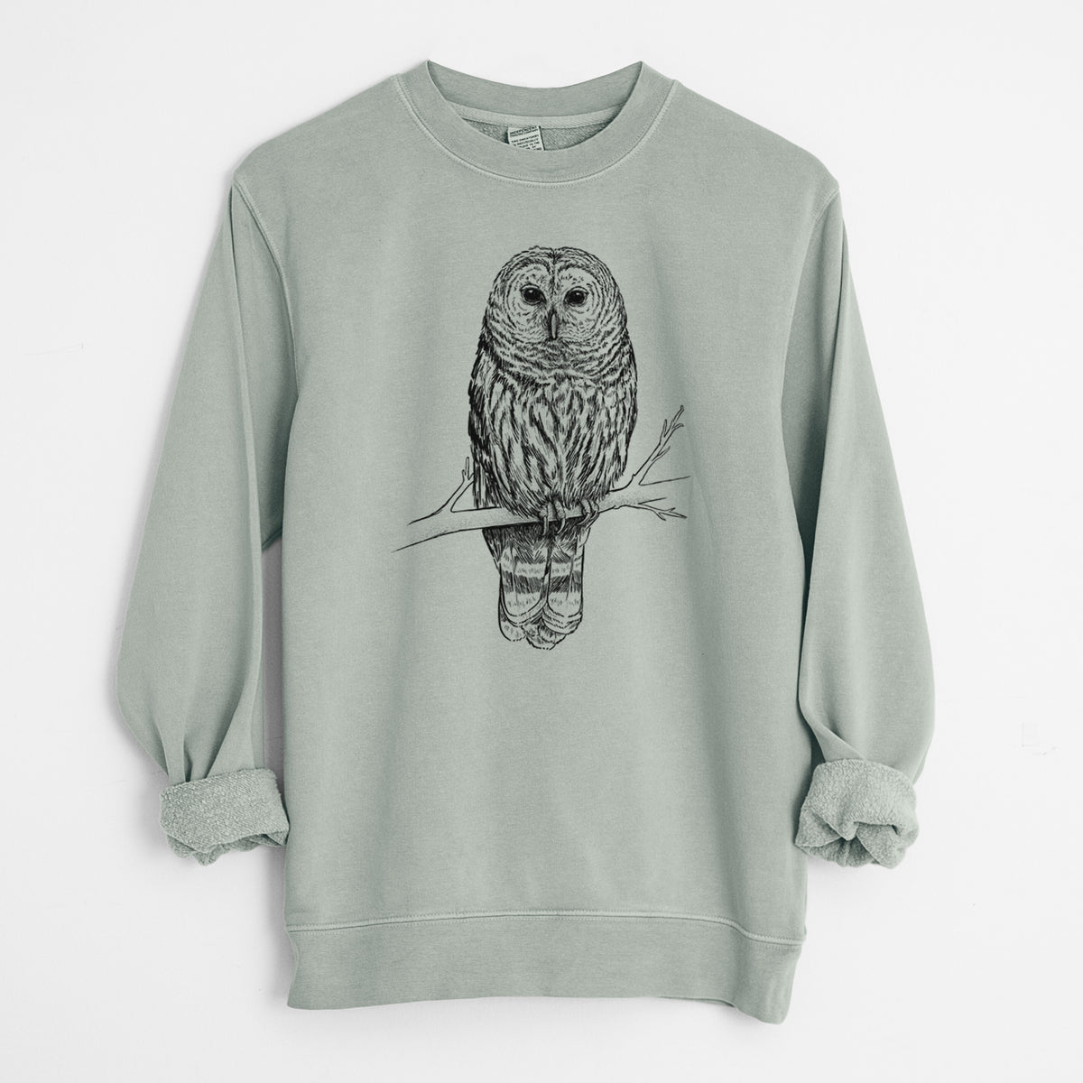 Barred Owl - Strix varia - Unisex Pigment Dyed Crew Sweatshirt