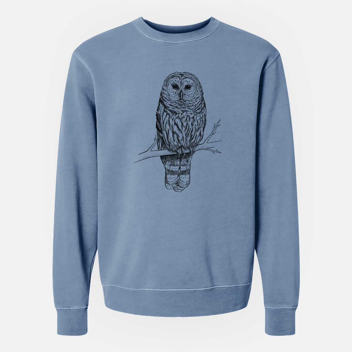 Barred Owl - Strix varia - Unisex Pigment Dyed Crew Sweatshirt