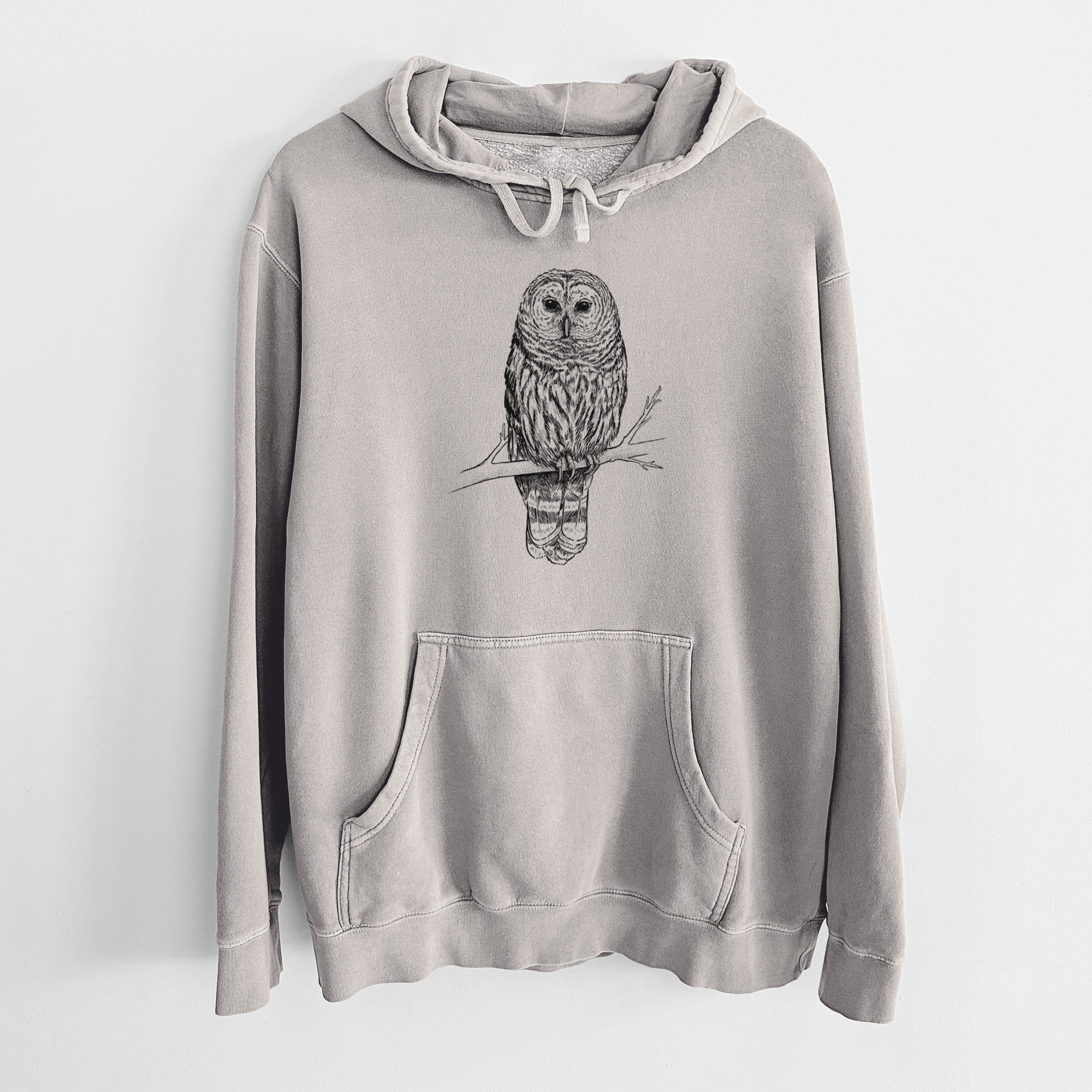 Barred Owl - Strix varia - Unisex Pigment Dyed Hoodie