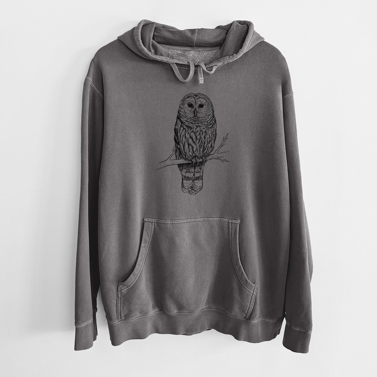 Barred Owl - Strix varia - Unisex Pigment Dyed Hoodie